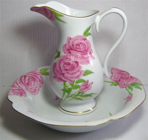 givenchy rose pitcher and bowl|Givenchy Rose Pitcher / Bowl Set Porcelain Franklin Mint 1986.